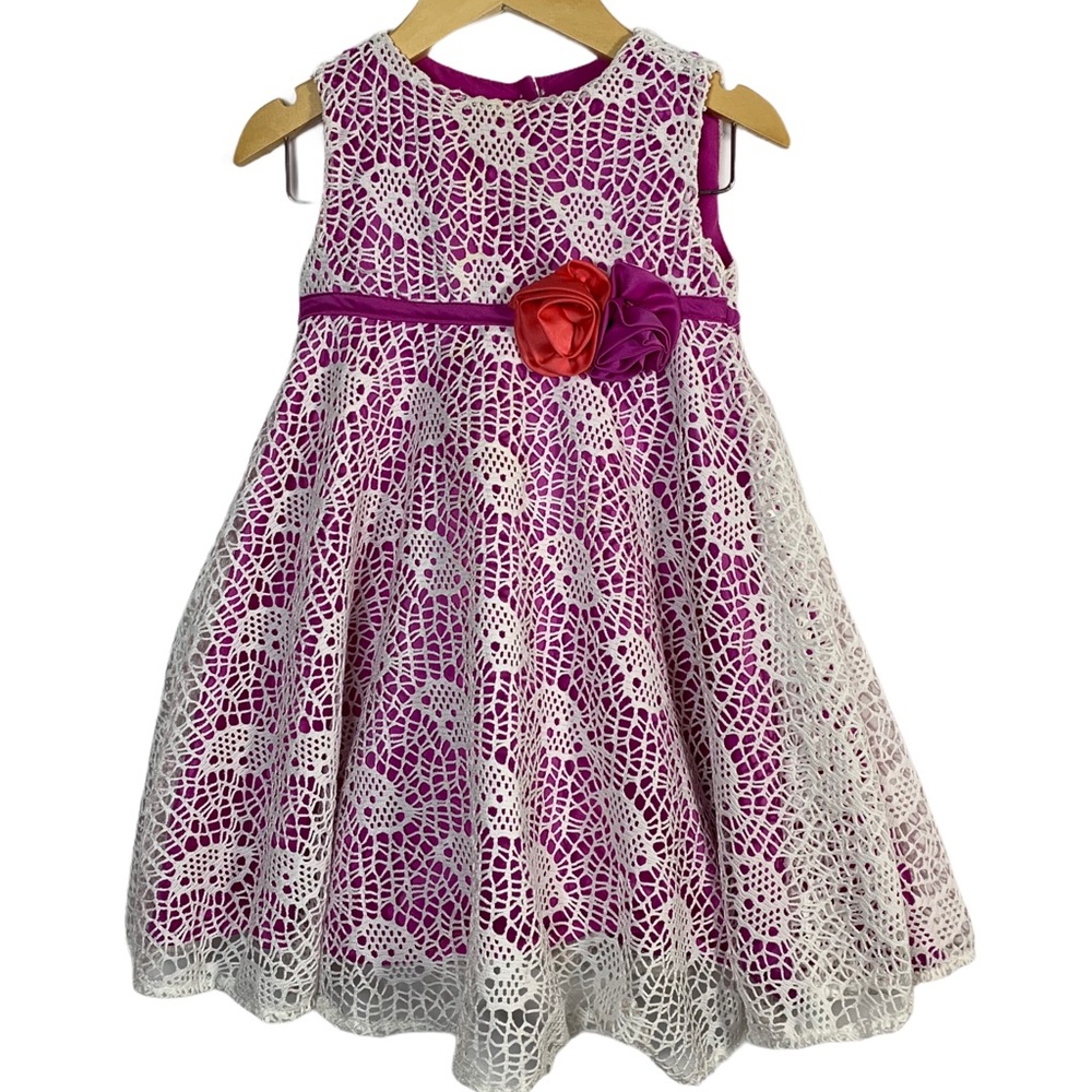 Joe & Ella pink dress with crochet‎ overlay size 2